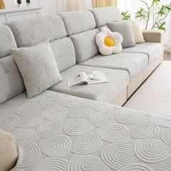 2023 New Arrival 100% Polyester Jacquard Elastic Fleece Sofa Cover Tile Geometric Patterns Jacquard Sofa Cover For Home Decor