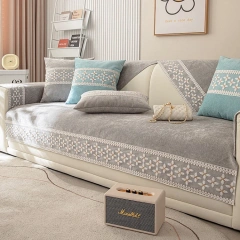Bohemian Style Design Embroidered florals Pattern Sofa Cover Chenille Washable And Anti Slip Sofa Cover For Sectional Sofa