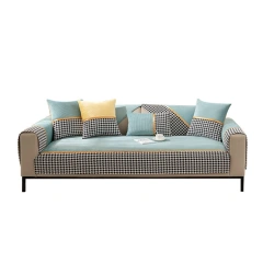 Classic houndstooth design printed chenille sofa cover for sectional sofa