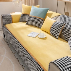 Classic houndstooth design printed chenille sofa cover for sectional sofa