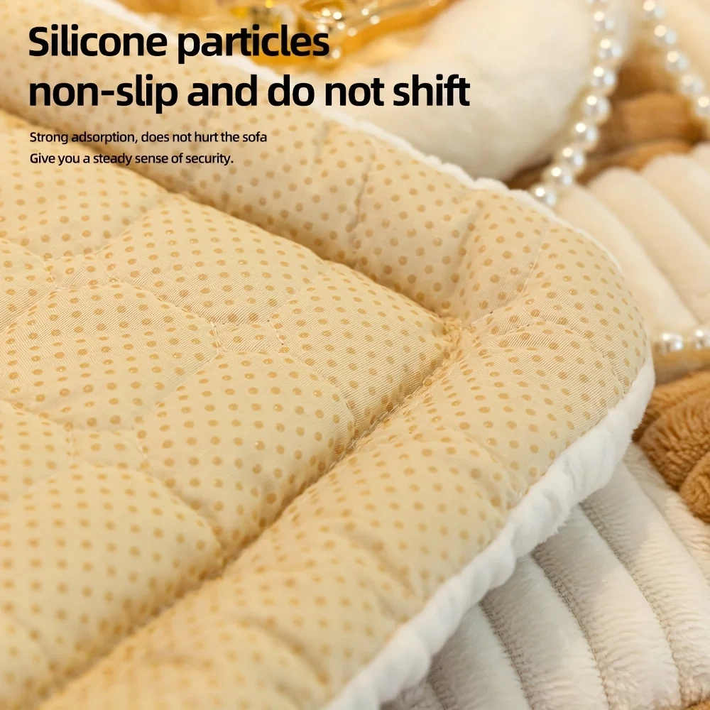 Handmade Stitching Sofa Cushion Protective Couch Cover Cream-Coloured Large Plaid Square Pet Mat Bed Couch Cover Tatami Mat