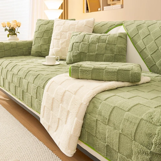 JQYC Winter Hot Sale Modern Soft Polyester Three-Seat Sofa Slipcovers Non-Slip Plush Cushions for Home Decor