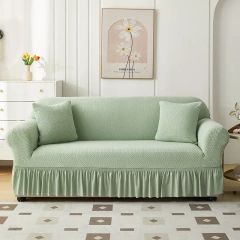 Custom New Jacquard Skirt Sofa Cover, I Shape Elastic Stretch Slipcover Solid Sectional Non-slip  Sofa Covers with Skirt