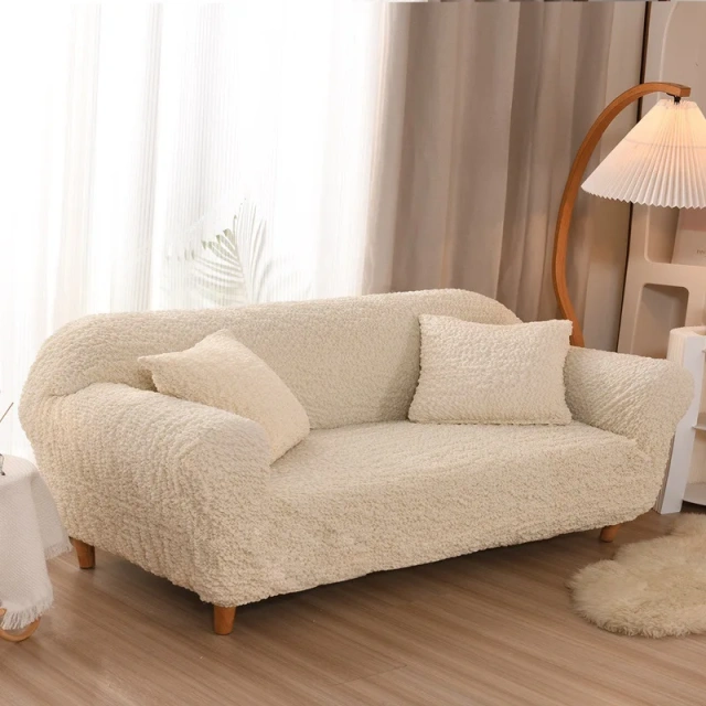 High Quality Solid Plaid Seersucker Sofa Cover Three-seat  Elastic Stretch Slipcover Solid Sectional Anti-slip Sofa Seat Covers
