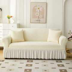 Custom New Jacquard Skirt Sofa Cover, I Shape Elastic Stretch Slipcover Solid Sectional Non-slip  Sofa Covers with Skirt