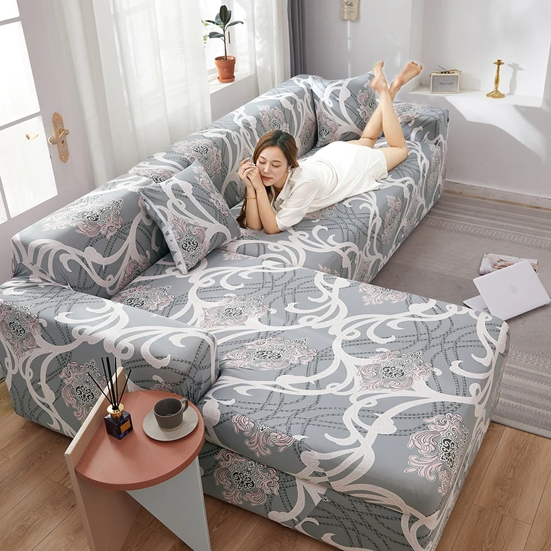 European Style Sofa Cushion Cover Luxury Elastic Towel Stretch Corner Couch l Shape Sectional Set Cover For Sofa