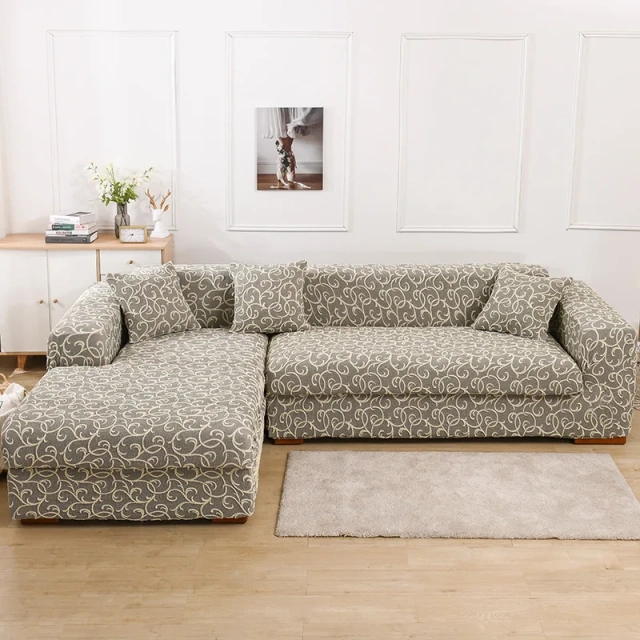 Luxury European Solid Color 3d Embossed Woven Jacquard Thicken All-inclusive Corner Slipcover Stretch Fabric L Shape Sofa Cover
