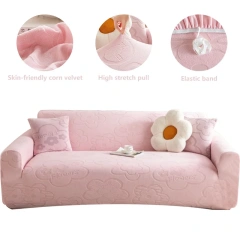 Flower Jacquard Universal Velvet Stretch Sofa Cover Set, Super Soft Protect Cover Sofa Slipcover Non-slip 7 Seater Covers