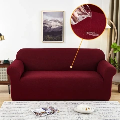 China Cheapest Universal Classic Magic Stretch Moisture-absorbing Breathable Burgundy Water Proof Repellent Sofa Protector Cover