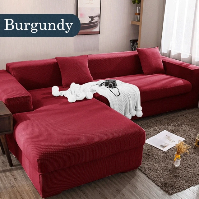 Wholesale Knitted Thick Chaise Corner Slipcover Protector Strech L-shaped 5 6 Seater Sofa Couch Cover For U Shape Sectional Sofa