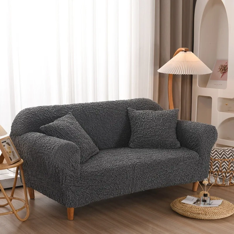 High Quality Solid Plaid Seersucker Sofa Cover Three-seat  Elastic Stretch Slipcover Solid Sectional Anti-slip Sofa Seat Covers