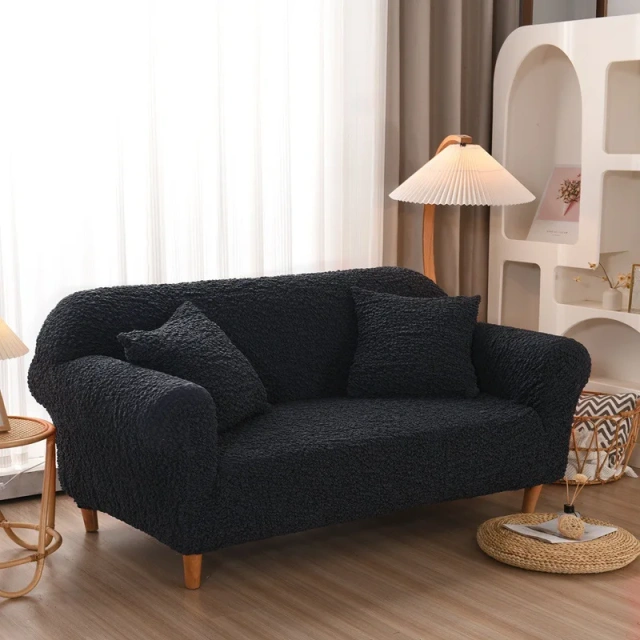 High Quality Solid Plaid Seersucker Sofa Cover Three-seat  Elastic Stretch Slipcover Solid Sectional Anti-slip Sofa Seat Covers