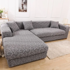 Luxury European Solid Color 3d Embossed Woven Jacquard Thicken All-inclusive Corner Slipcover Stretch Fabric L Shape Sofa Cover