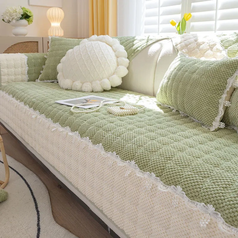 Thickened Corduroy Sofa Cushion Four Seasons Non-slip Plush Cushions Simple Modern Soft Cozy Sofa Cover
