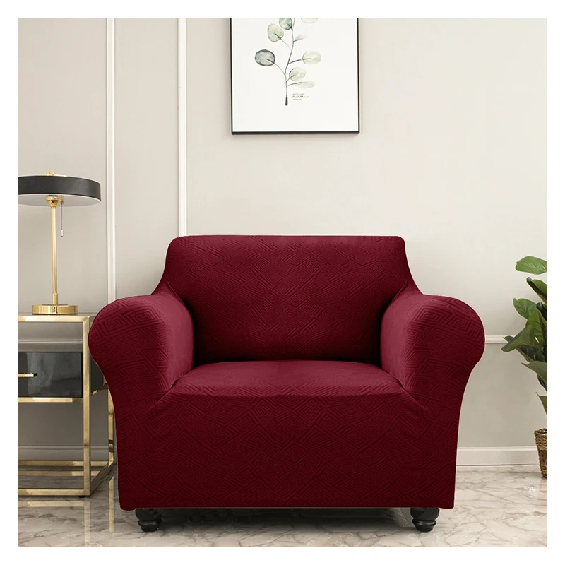 High Quality Luxury Home Textile Elastic 1 Seat Slipcover Protector Orange Color Stretch Single Seater Sofa Chair Couch Cover