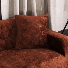 Modern Living Room Universal Sectional Elastic Flannel Three-seater Slipcover Velvet Embossing Floral Stretch Sofa Couch Cover