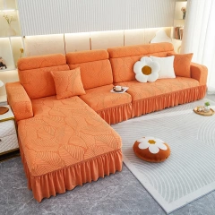 Sectional Jacquard Stretch Sofa Covers with Skirt, Custom Cover Sofa Slipcover Non-slip Sofa Seat Cover for 3 2 1 Couch