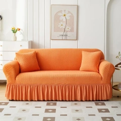 Custom New Jacquard Skirt Sofa Cover, I Shape Elastic Stretch Slipcover Solid Sectional Non-slip  Sofa Covers with Skirt