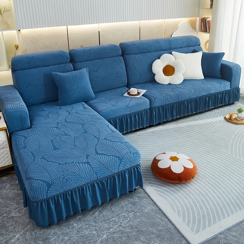 Sectional Jacquard Stretch Sofa Covers with Skirt, Custom Cover Sofa Slipcover Non-slip Sofa Seat Cover for 3 2 1 Couch