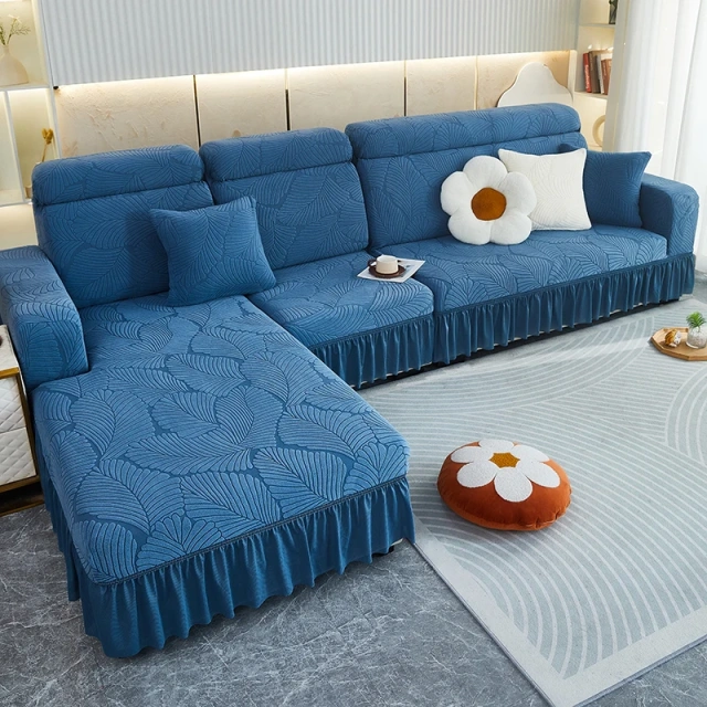 Sectional Jacquard Stretch Sofa Covers with Skirt, Custom Cover Sofa Slipcover Non-slip Sofa Seat Cover for 3 2 1 Couch