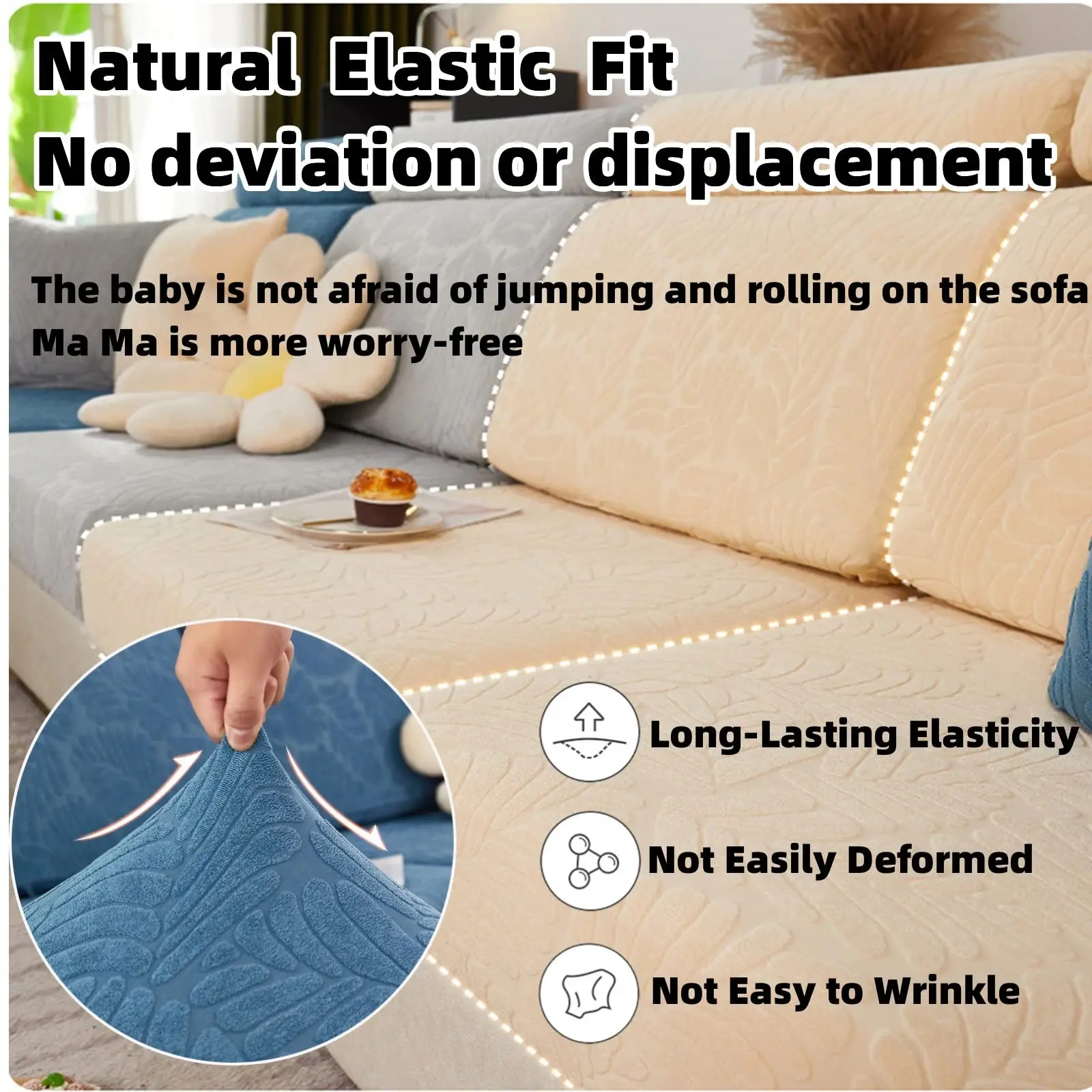 New Wear-resistant Universal Sofa Cover Washable L-Shaped Stretch Sofa Cushion Cover Suitable for Partition Sofa
