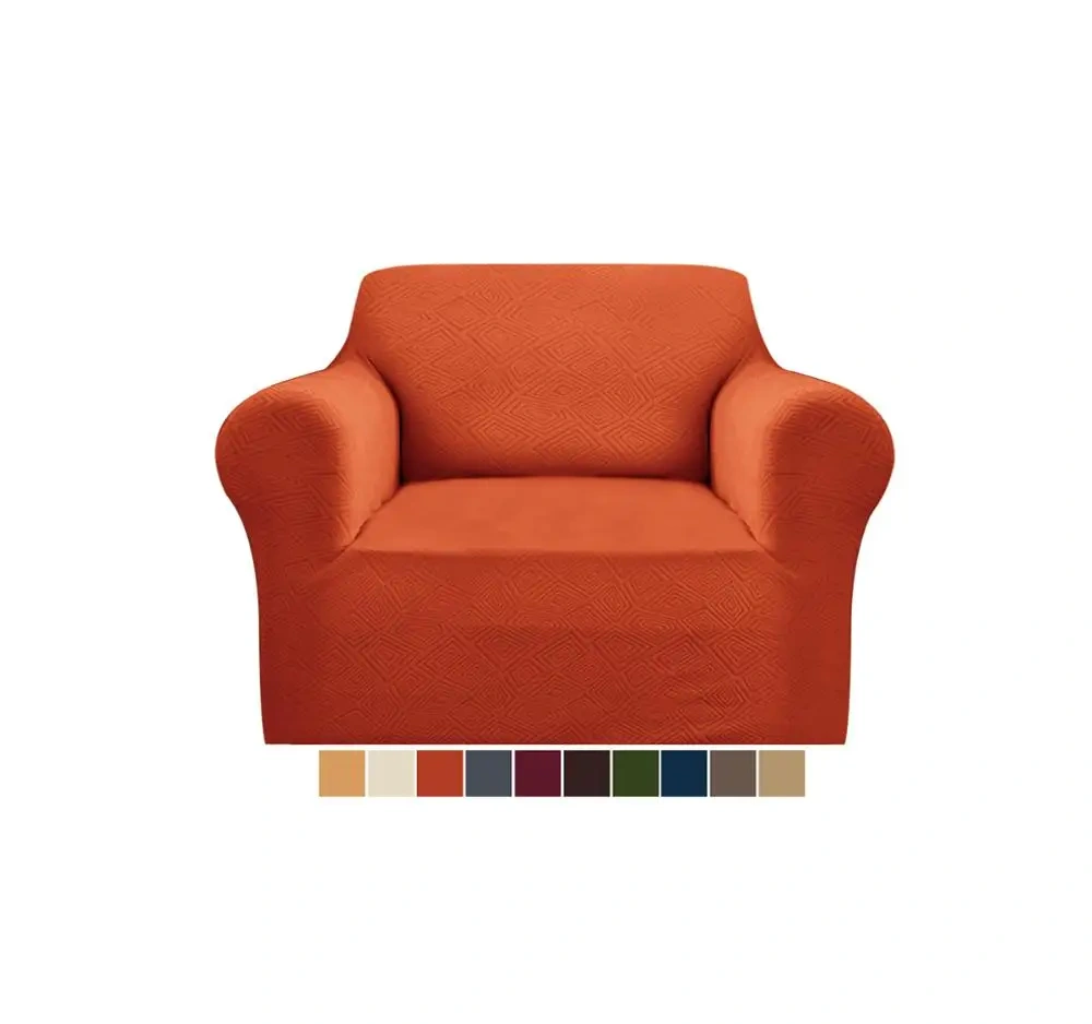 High Quality Luxury Home Textile Elastic 1 Seat Slipcover Protector Orange Color Stretch Single Seater Sofa Chair Couch Cover