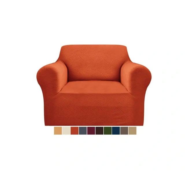High Quality Luxury Home Textile Elastic 1 Seat Slipcover Protector Orange Color Stretch Single Seater Sofa Chair Couch Cover