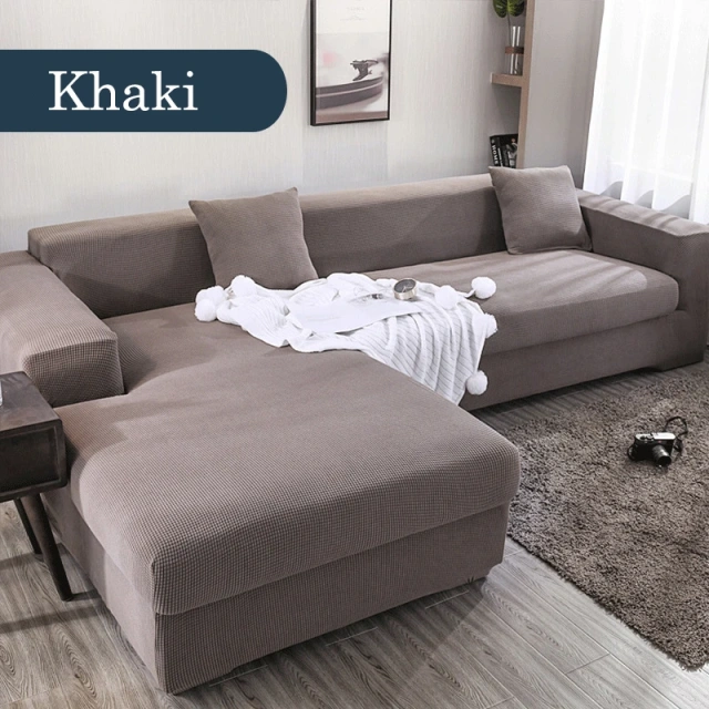 Wholesale Knitted Thick Chaise Corner Slipcover Protector Strech L-shaped 5 6 Seater Sofa Couch Cover For U Shape Sectional Sofa