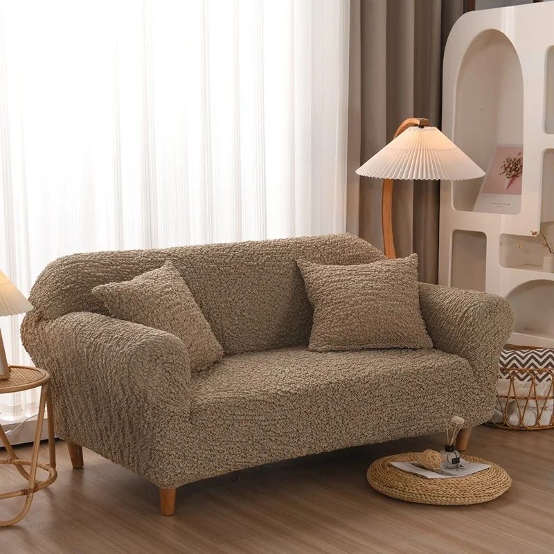 High Quality Solid Plaid Seersucker Sofa Cover Three-seat  Elastic Stretch Slipcover Solid Sectional Anti-slip Sofa Seat Covers