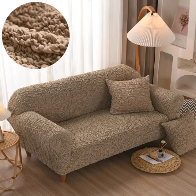 High Quality Solid Plaid Seersucker Sofa Cover Three-seat  Elastic Stretch Slipcover Solid Sectional Anti-slip Sofa Seat Covers