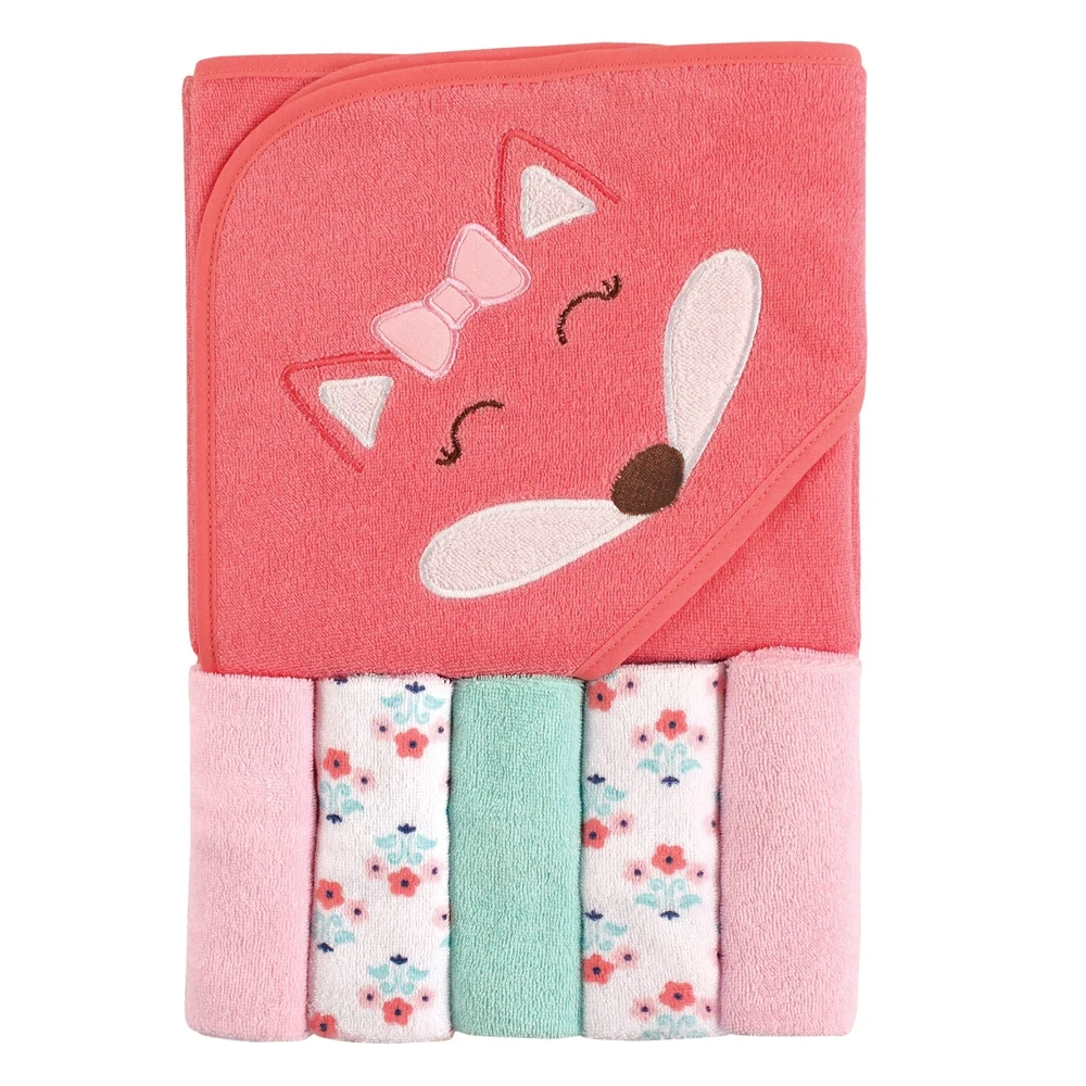Baby Receiving Blanket Set Newborn Hoodie Cartoon Coral Fleece Towels Blanket  Baby Washcloths Soft Absorbent