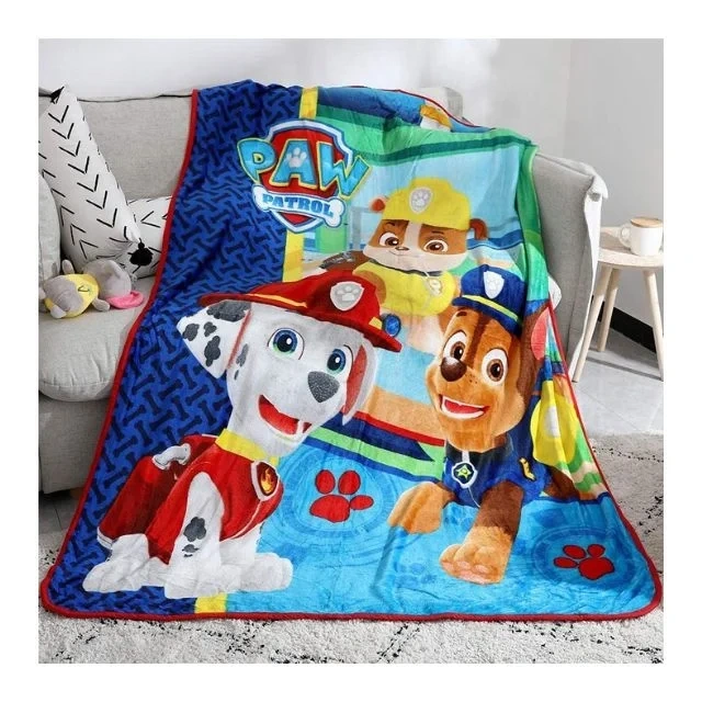 PawPatrol Soft Warm Coral Fleece Blanket Winter Sheet Bedspread Sofa Embroidered Light Thin Mechanical Wash Flannel Blankets