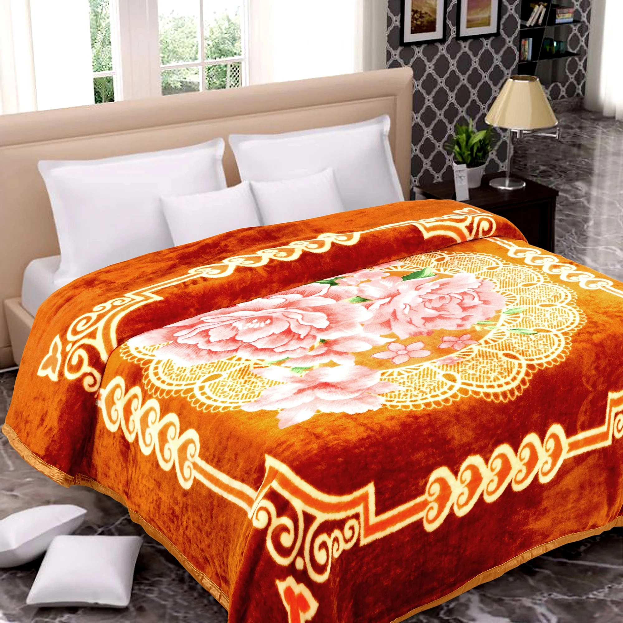 Hot New 100% Polyester Flower Coral Fleece Plaid Printing Blanket Blankets heavy weighted blankets for winter