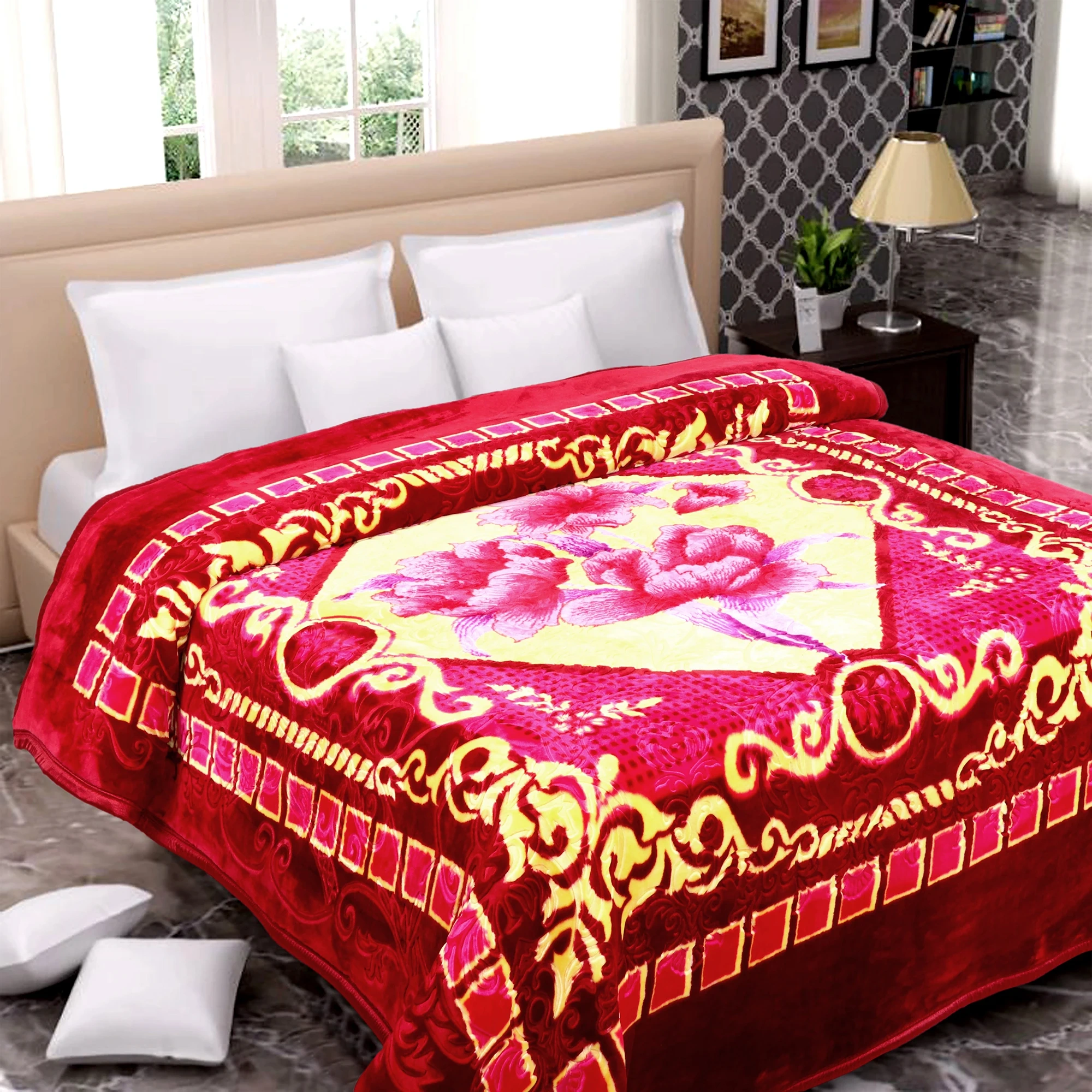 Hot New 100% Polyester Flower Coral Fleece Plaid Printing Blanket Blankets heavy weighted blankets for winter
