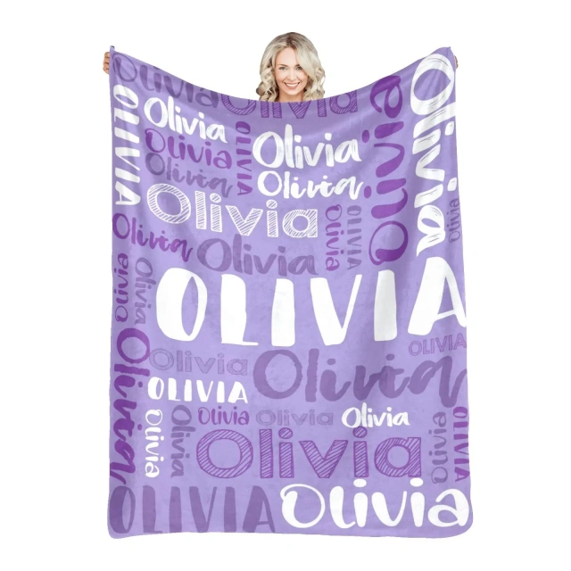 Customized 3D Photo Digital Printing flannel Blanket Personalized with Name and Logo for Baby's Room