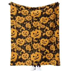 Halloween flannel blanket with digital printing, comfortable, soft, warm, double-sided velvet
