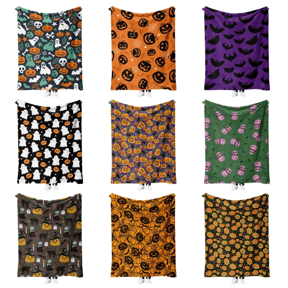 Halloween flannel blanket with digital printing, comfortable, soft, warm, double-sided velvet