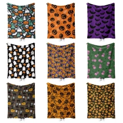 Halloween flannel blanket with digital printing, comfortable, soft, warm, double-sided velvet