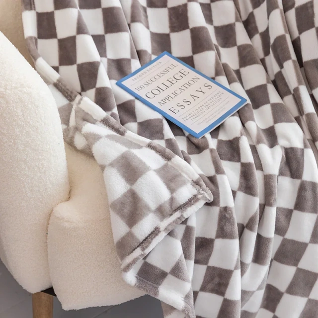 Wholesale Super Soft High Quality Flannel Fleece Checkered Pattern Throw Blanket Plush Checkerboard Blankets For Home