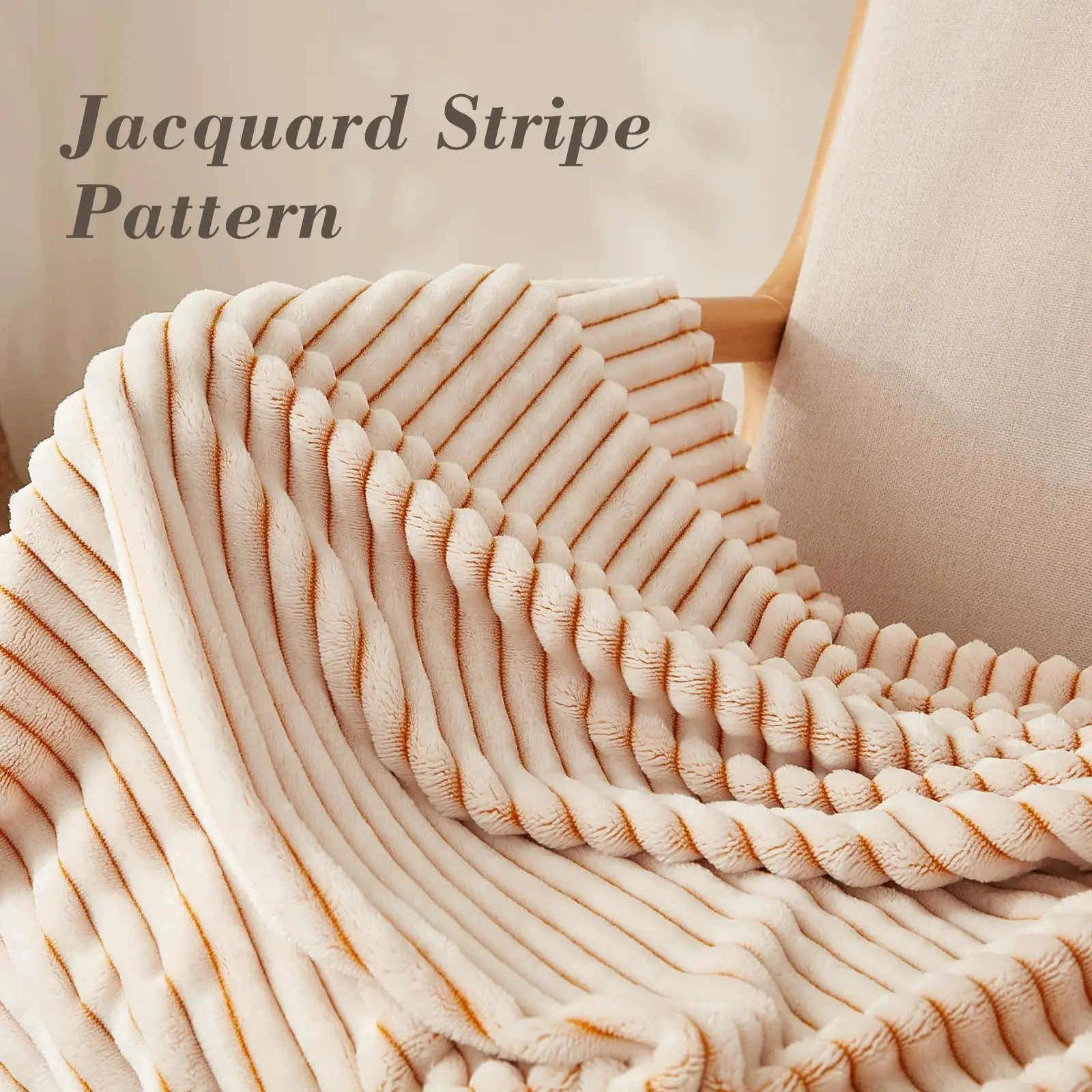 Wholesale Light Luxury 280gsm striped jacquard flannel Blanket for bed sofa Casual Nap Throw can make pillow Mustard Yellow