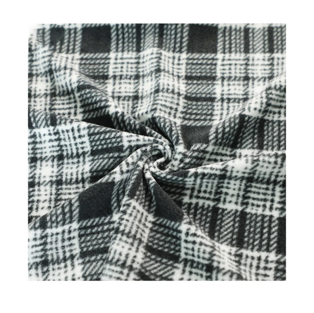 Heavy Plaid Single Brushed Micro Cationic Polar Flannel Fleece Fabric