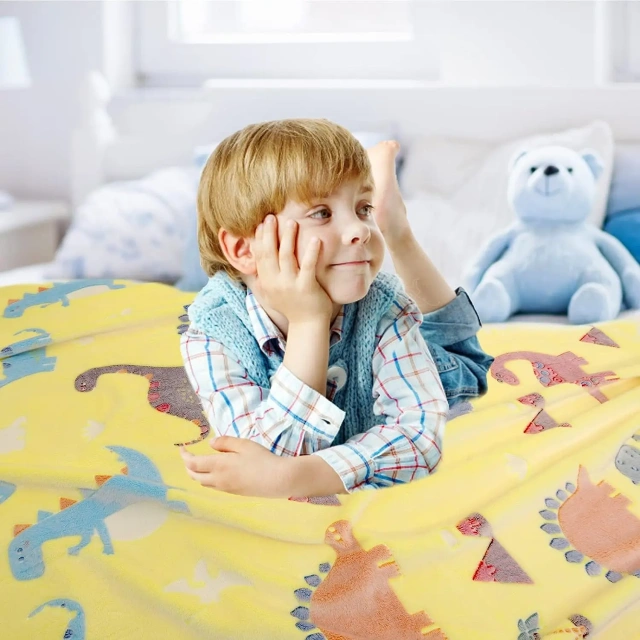 Glow in The Dark Baby Blanket Kids Blanket Custom Luminous Throw Blanket With Unicorn Pattern
