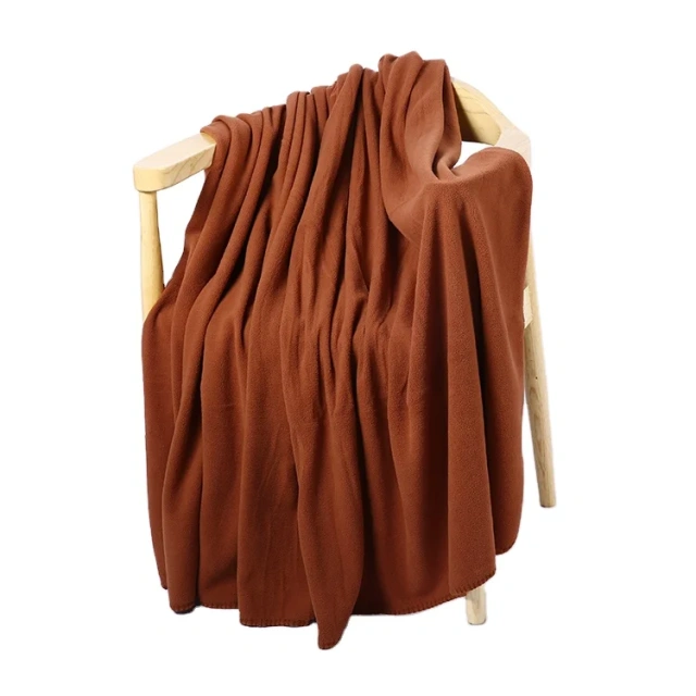 Wholesale Custom Super Soft 100% Polyester Polar Fleece Blanket Rectangular Knitted with Plain Style for home