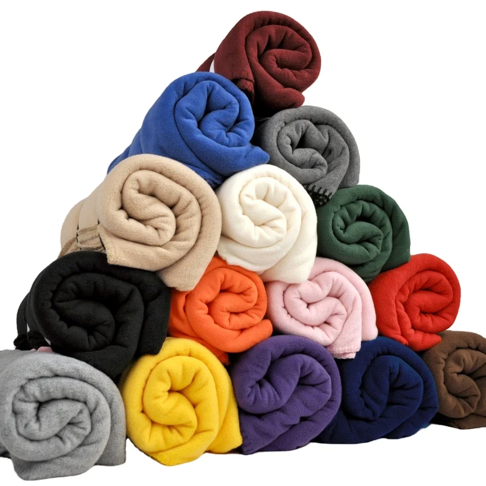 Super Soft 100% Polyester Adults Solid Knitted extra thick Factory Airline Promotional polar Fleece Blanket