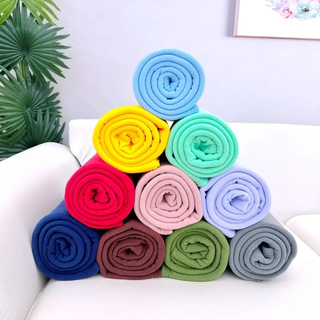 Wholesale Polar Fleece Customized Travel Throws Blanket  mink LOGO Two Side Brush Solid Color Printed Promotion Gift Blanket