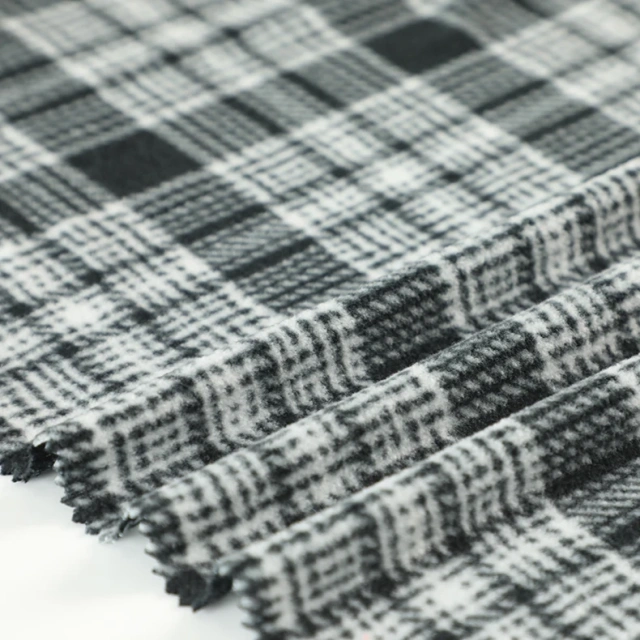 Heavy Plaid Single Brushed Micro Cationic Polar Flannel Fleece Fabric