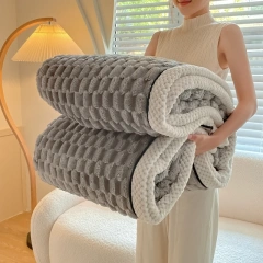 460 GSM air condition throw blanket winter warm 3D Embossed Velvet fleece reversible thick Throw Blanket for bed