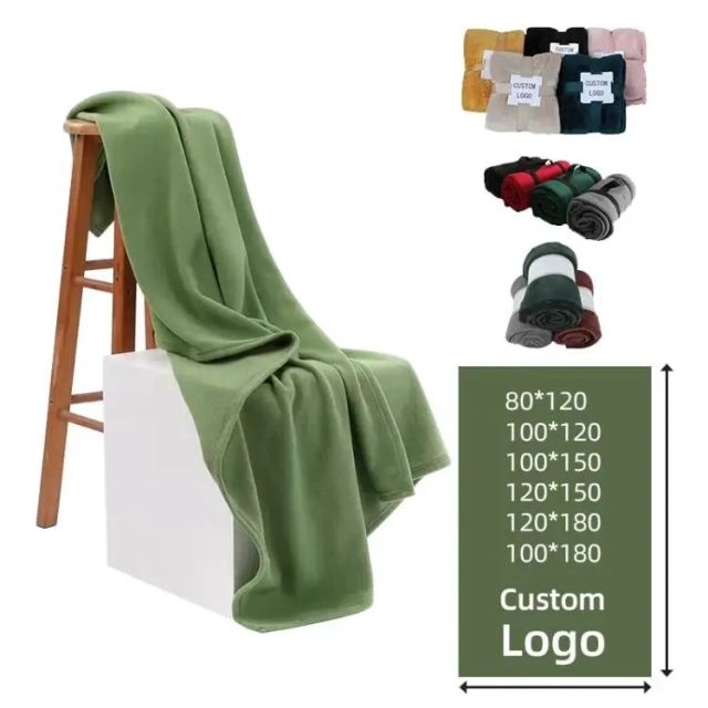 Custom Logo Adult Blanket 100% Polyester Wedding Style Portable Soft Patterned Warm Hotel Throw Blankets Polar Fleece Blanket