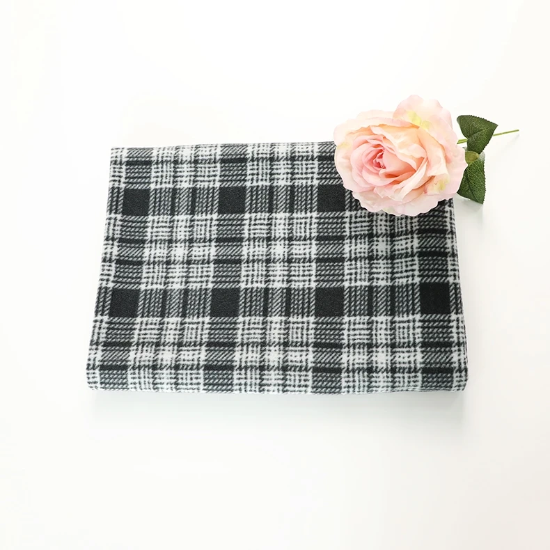 Heavy Plaid Single Brushed Micro Cationic Polar Flannel Fleece Fabric