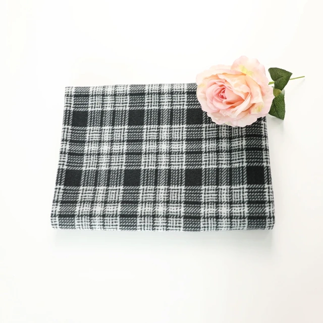 Heavy Plaid Single Brushed Micro Cationic Polar Flannel Fleece Fabric